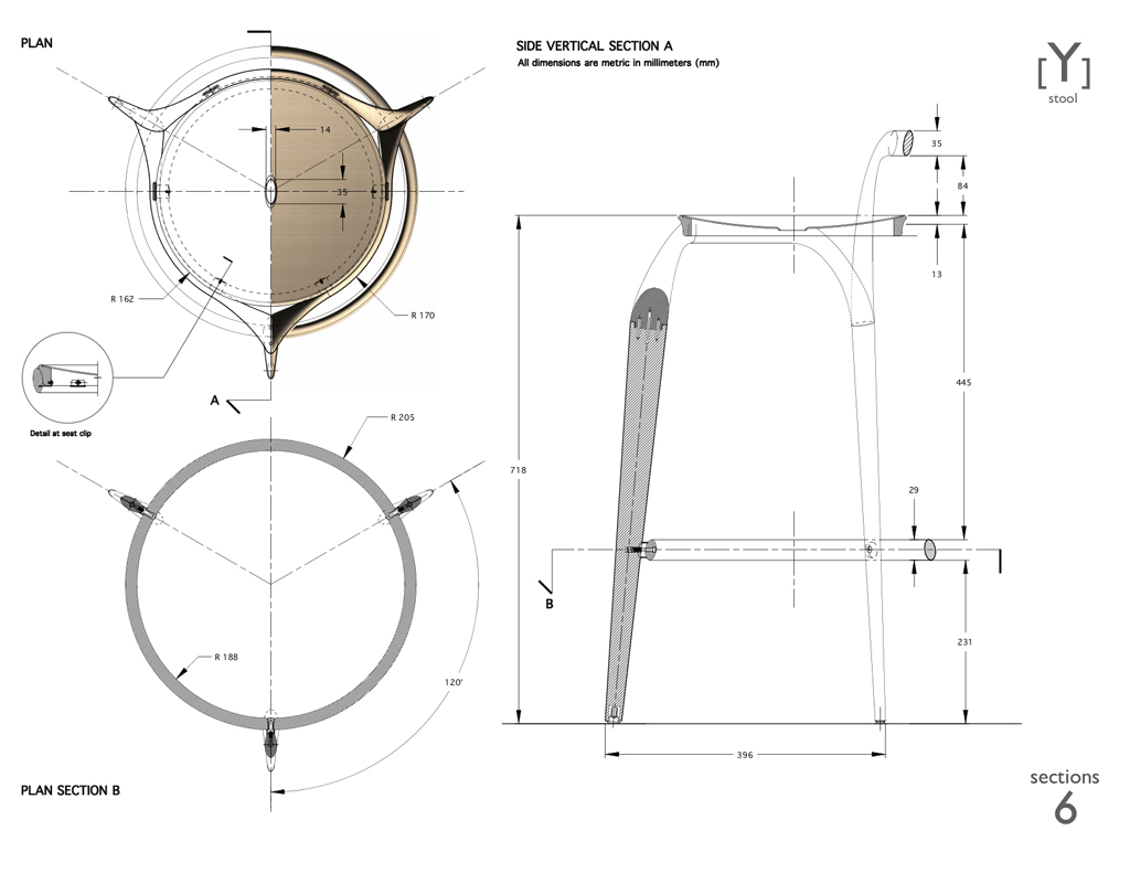 Wood Stool Branch drawing